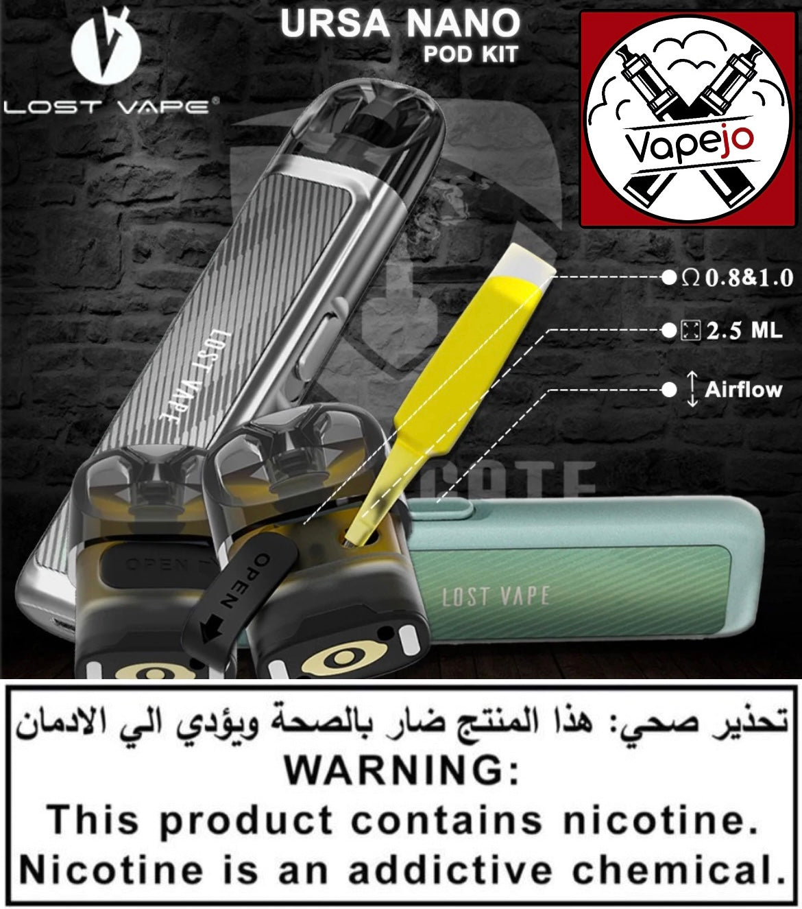 LOST VAPE - URSA NANO POD KIT 800mAh Vapejo | Vape in Jordan LOST VAPE - URSA NANO POD KIT 800mAh Vapejo | Vape in Jordan