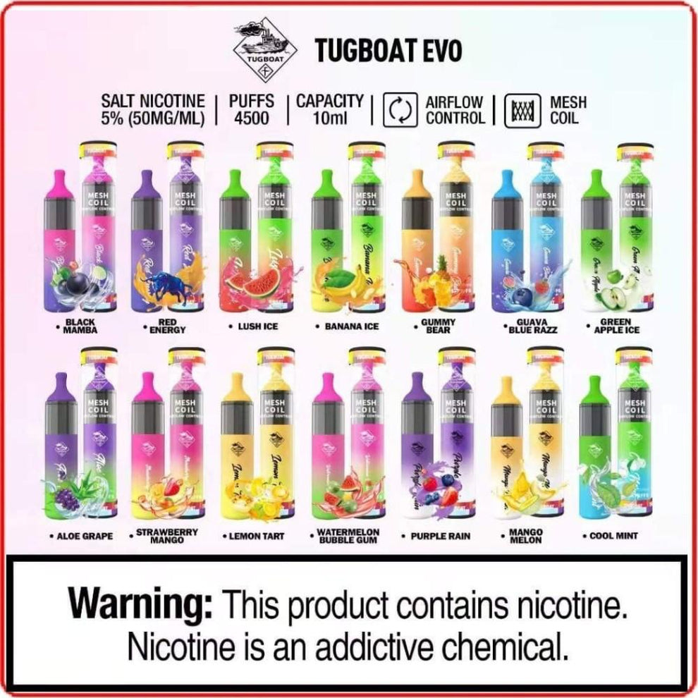 Tugboat EVO Disposable Vape Device 4500 Puffs (5) Vapejo ™ Vape in